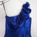 Vintage Jessica McClintock Gunne Sax Y2K Royal Blue Mini Dress One Shoulder