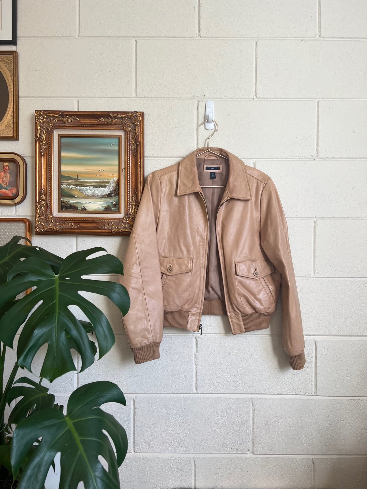 Vintage Gap Leather Bomber Jacket Womens