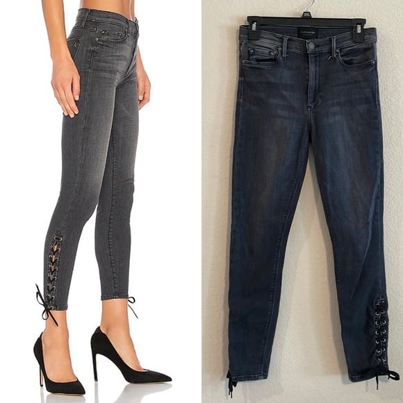 Black Orchid Revolve Lara High Rise Skinny in Hazey Daze Lace Side Denim Jeans