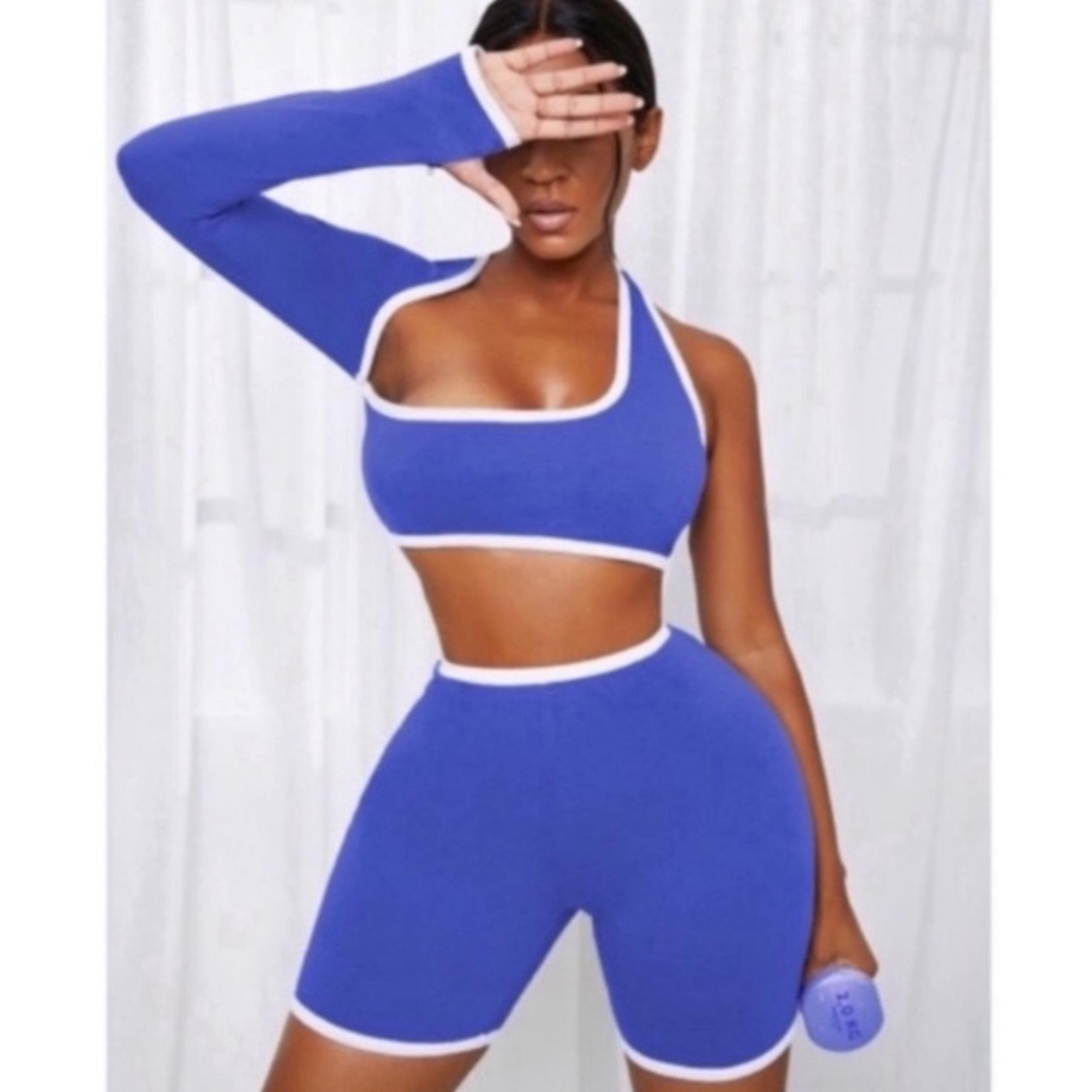 Blue High Waisted Shorts & CropTop Set