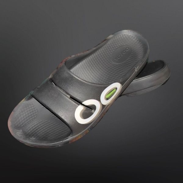 Adult Unisex Oofos OOLALA Matte Black Recovery Sandals Size W 11 M 9