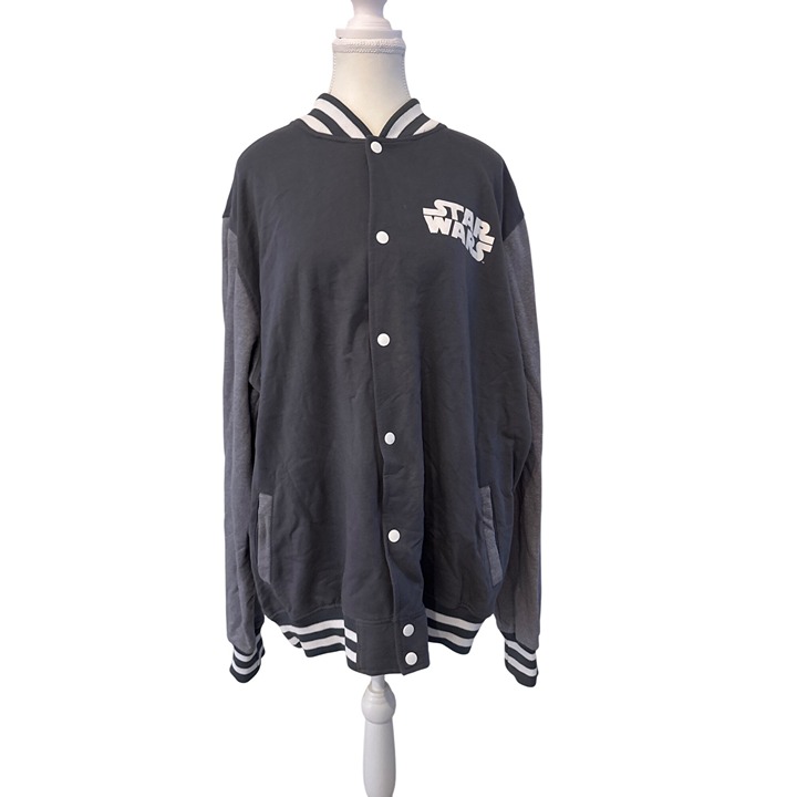 Star Wars Mens Varsity Jacket XXL Gray Cotton/Polyester Blend