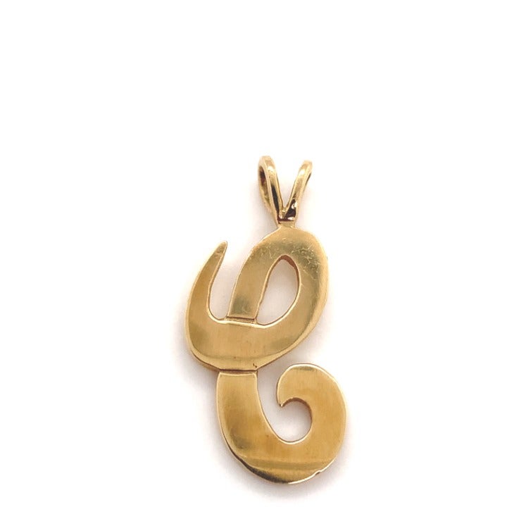 14KT Solid Yellow Gold Letter C Pendant