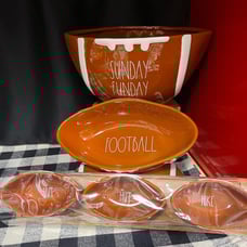 Rae Dunn SUNDAY FUNDAY Football Serving Set