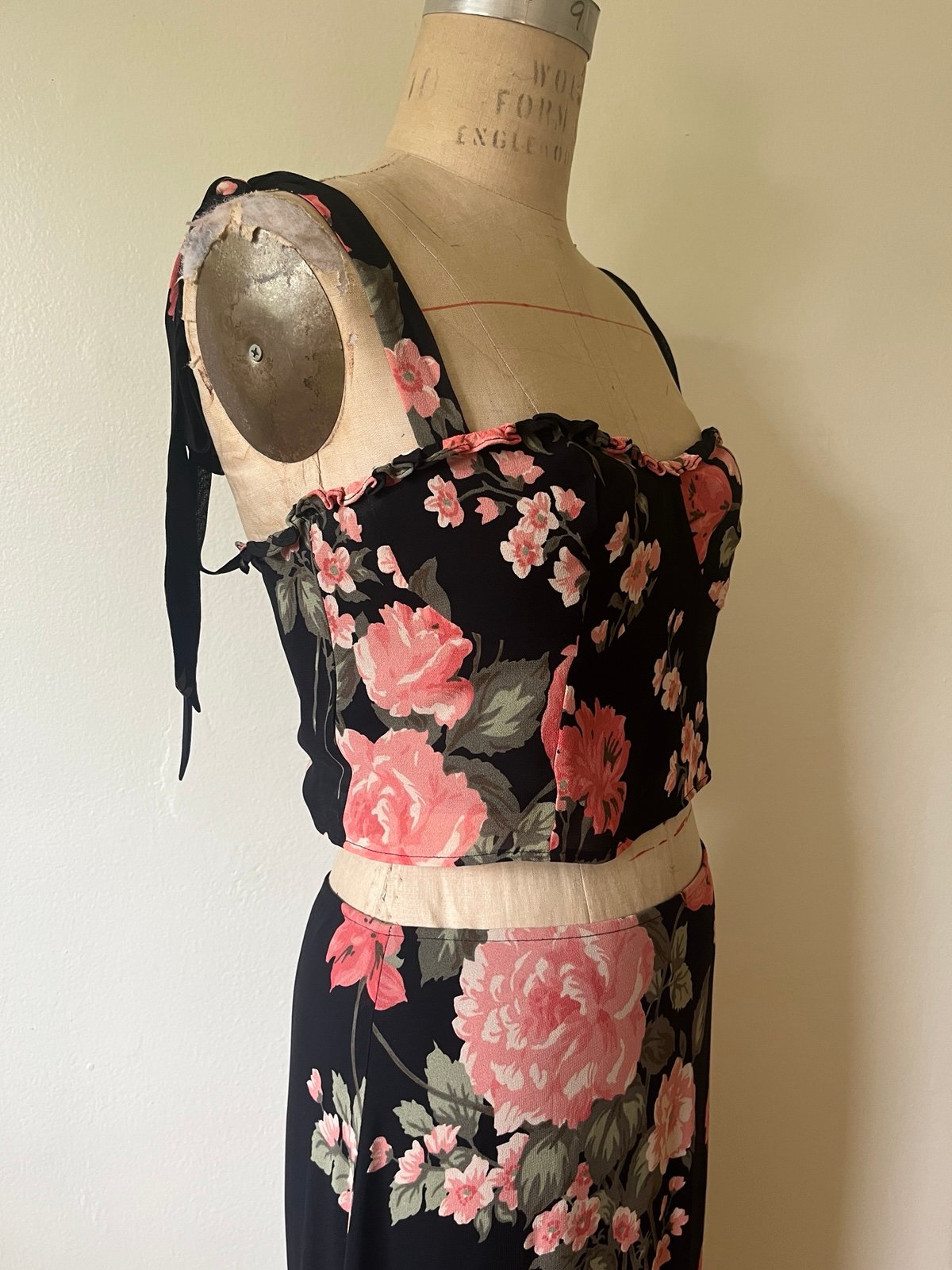 NWT REF two piece dress size 10 black and pink floral