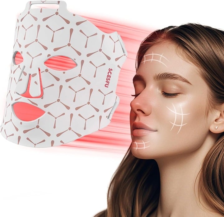 Red Light Therapy for Face,6 Modes Portable LED Face Mask Light Therapy
