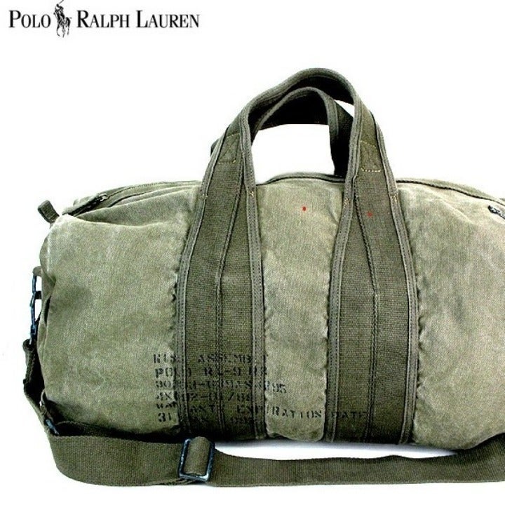 Vintage Polo Ralph Lauren Large Green Duffle Tote Travel Bag