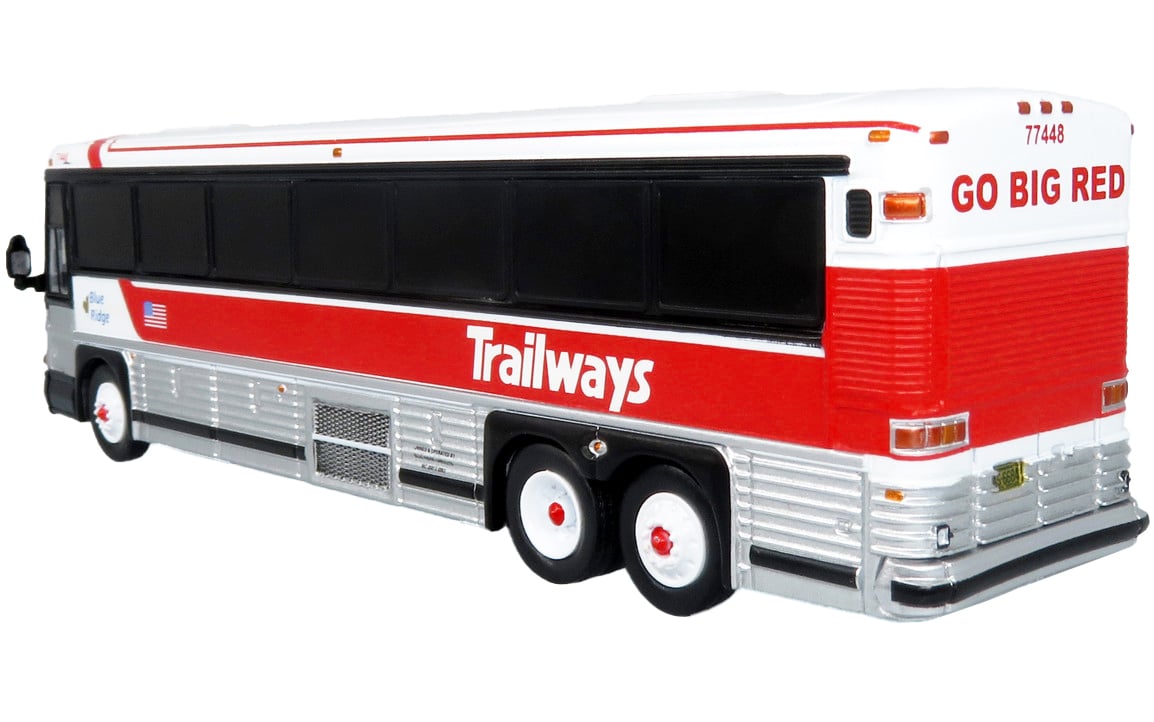 2001 MCI D4000 Coach Bus Trailways - Blue Ridge White and Red Vintage Bus & M