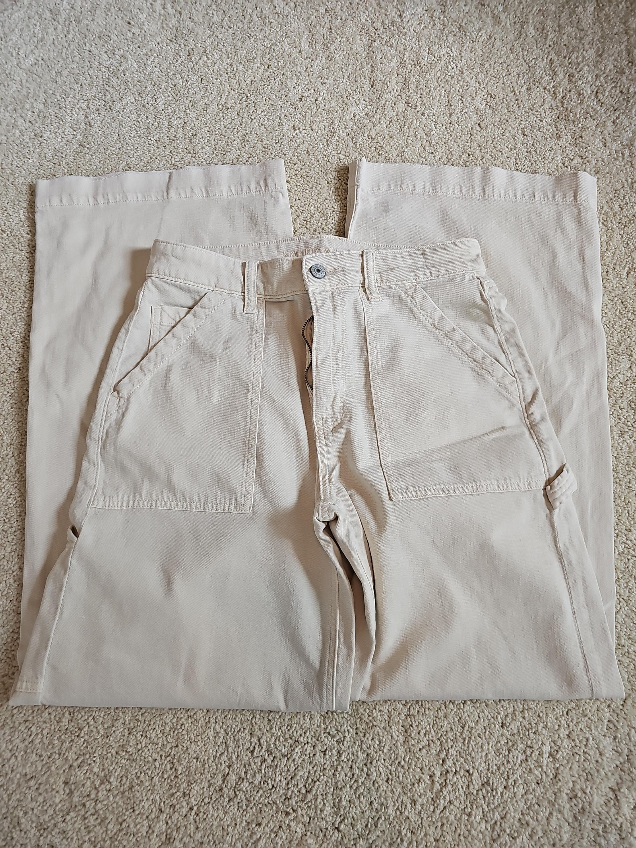 American eagle wide leg baggy jeans kakhi 6 regular