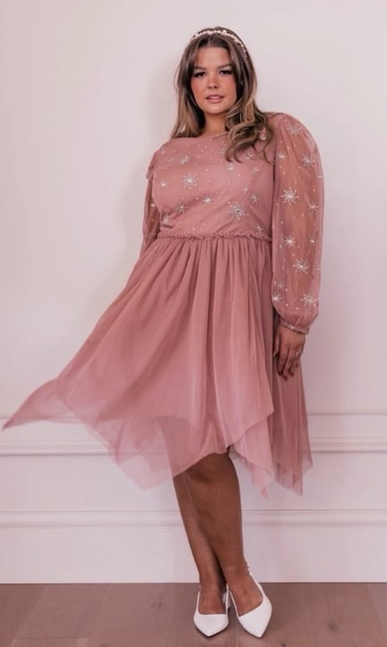 Jessakae Mystic Starburst Embroidered Tulle Dress 6X