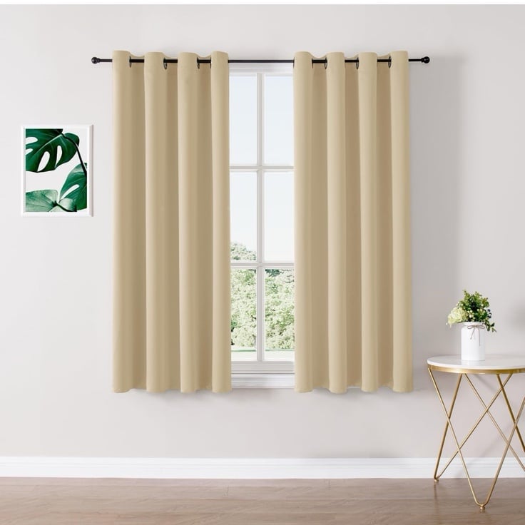 Blackout Curtains 63 inches Long for Bedroom - 2 Panels Set Grommet Thermal Insu