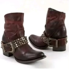 Freebirds Womens Dark Brown Leather Shena Stuffed Belted Booties 7