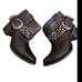 Freebirds Womens Dark Brown Leather Shena Stuffed Belted Booties 7
