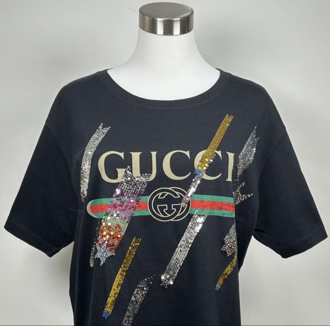 GUCCI T-shirt Gucci Shooting Stars Sequined Logo T-shirt