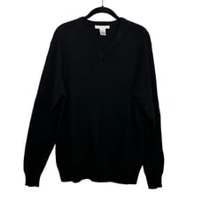 Geoffrey Beene Men’s Black V-Neck Cashmere Crew Neck Sweater Size Medium