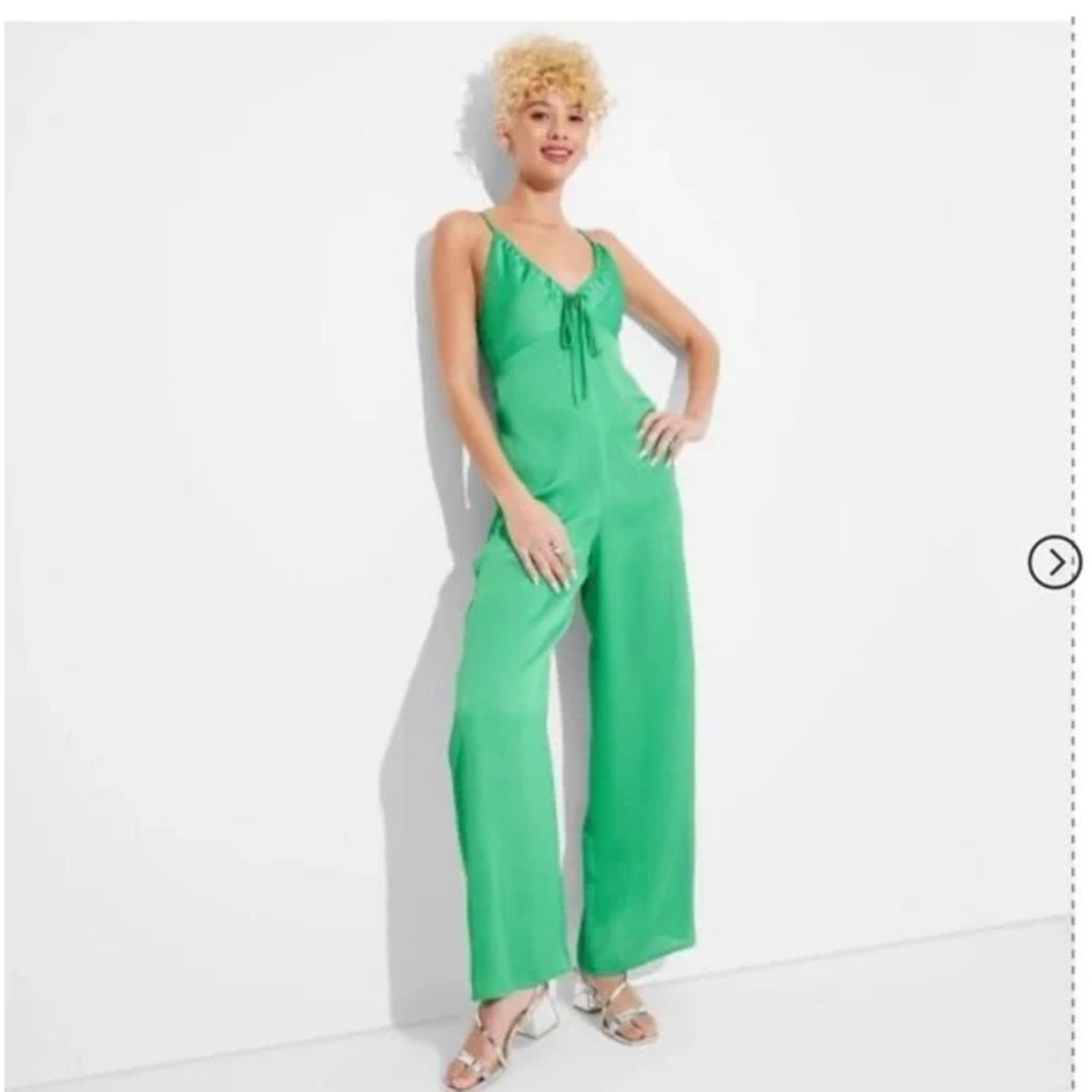 XXS NEW - Wild Fable Jade Women's Satin Wide Leg Jumpsuit
