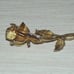 Valentines Brooch Gold Rose Stem w Diamond Crystals Brooche Pin for Jacket coat