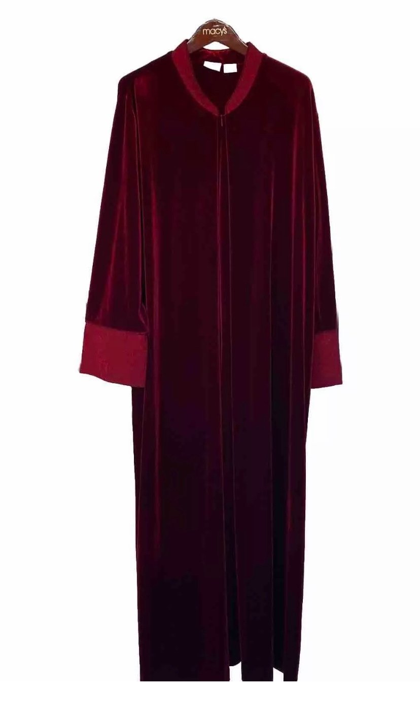 Vintage Jasmine Rose Boho Goth Velvet Velour zipper Robe/House Coat Size 2X
