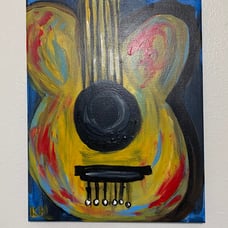 Guitar Music 11x14 Unique Hand Painted One of a Kind Art Work Wall Art