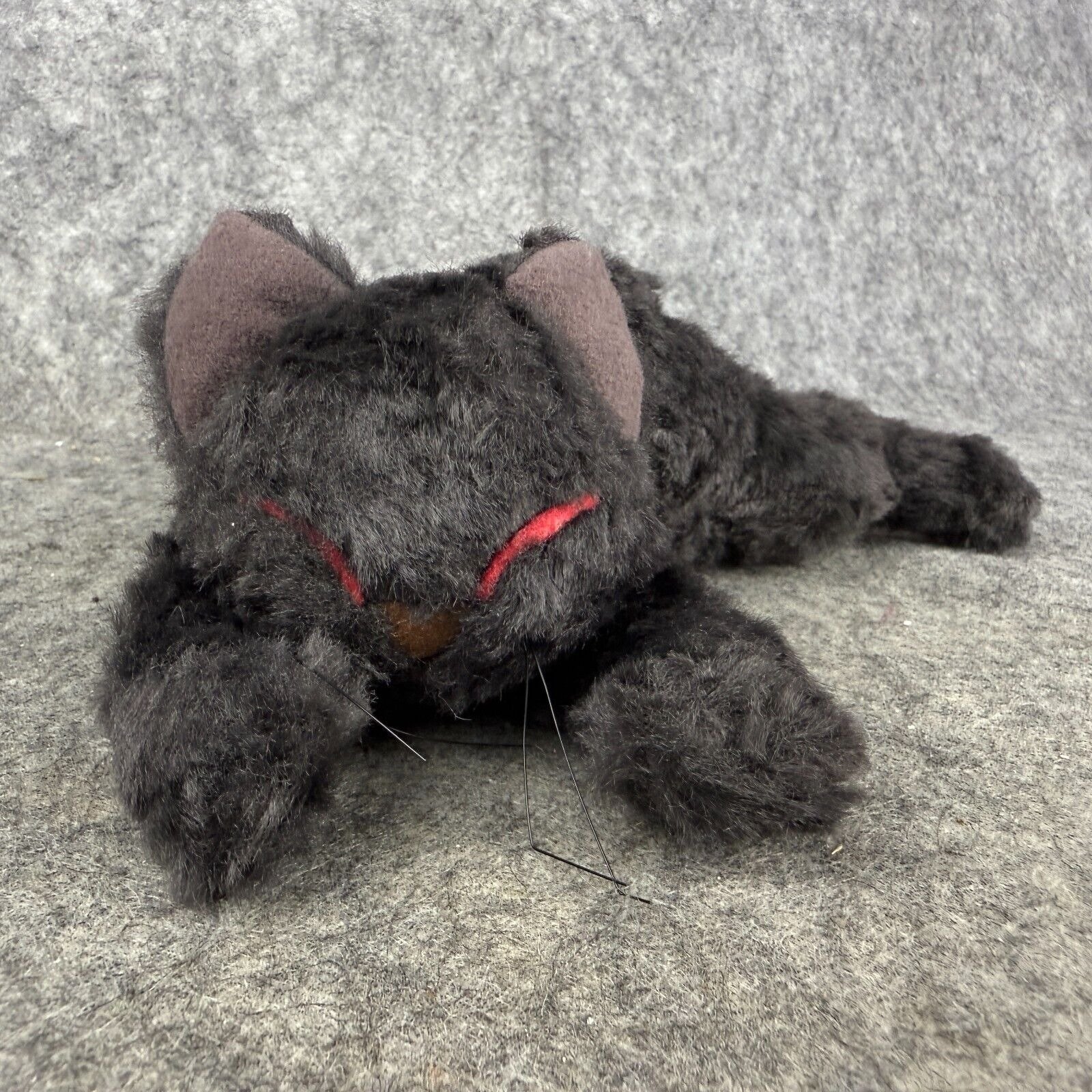 Pomely Naito Design Black Kitty Cat Plush Sewn Face Stuffed Animal RARE