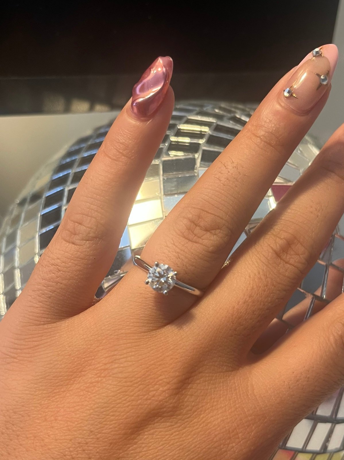 Solitaire Engagement Ring, Lab Grown 14K White Gold Round Cut Size 9