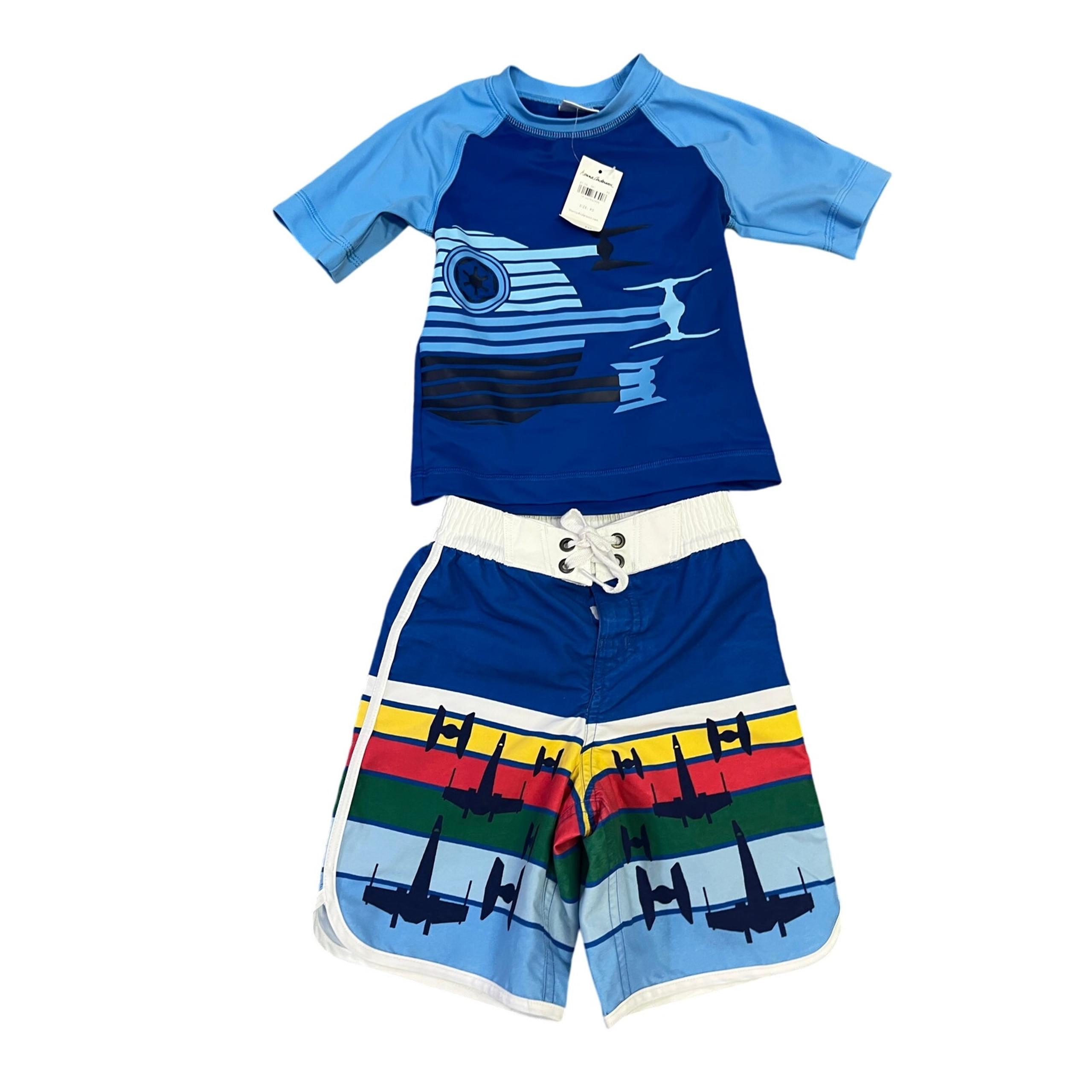 Hanna Andersson Boys Star Wars Rash Guard Board Shorts Set Size 90/3T NWT