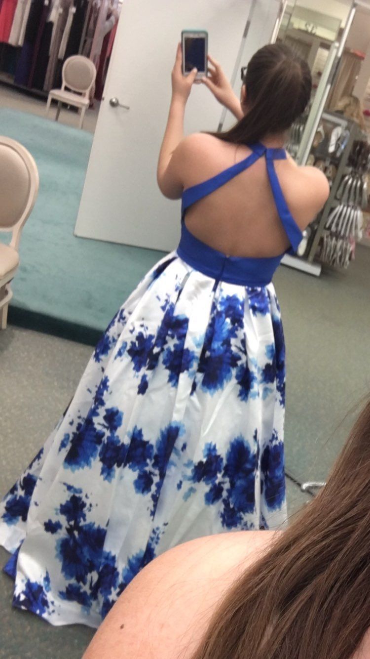 Blue And White Prom Dress(Davids Bridal)