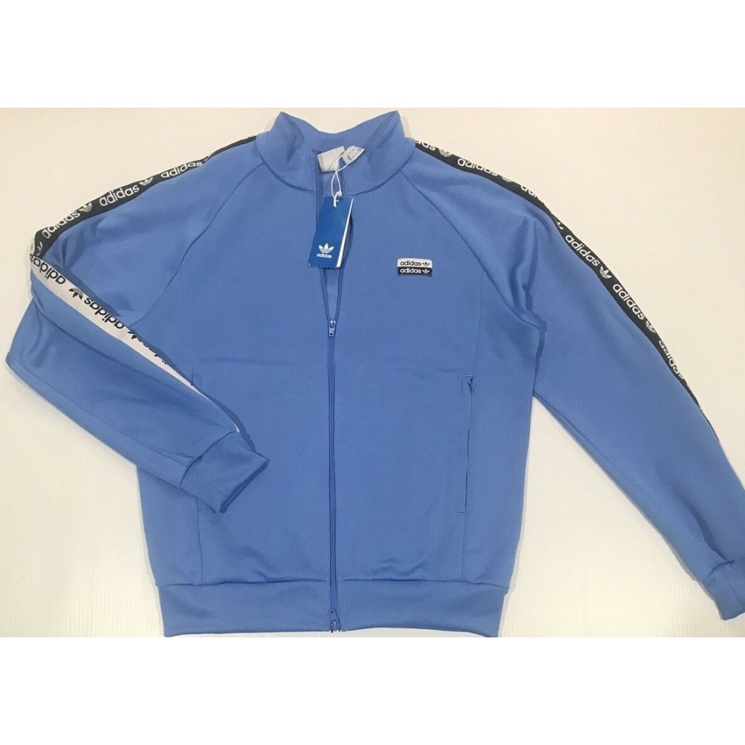 Adidas Old School Men''s S RYV Taped Track Jacket Blue Reveal Your Voice Blue