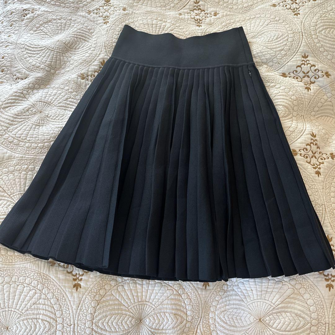 mid length pleated skirts navy