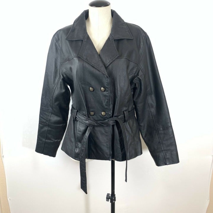 Sergio Vadducci Black Genuine Leather Jacket Size XL 90s Y2K Jacket
