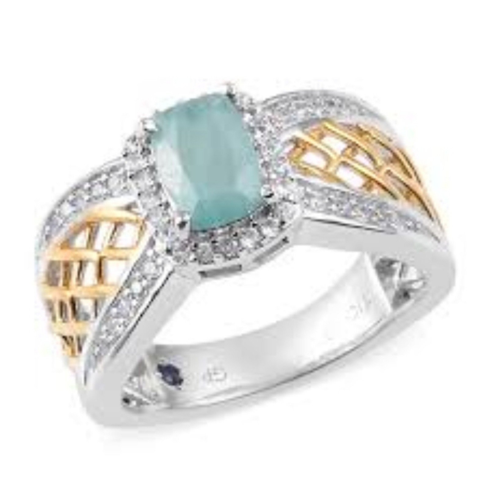 Exquisite Rare Grandidierite & Diamonds 925/ 14k Gold Ring Sz 8