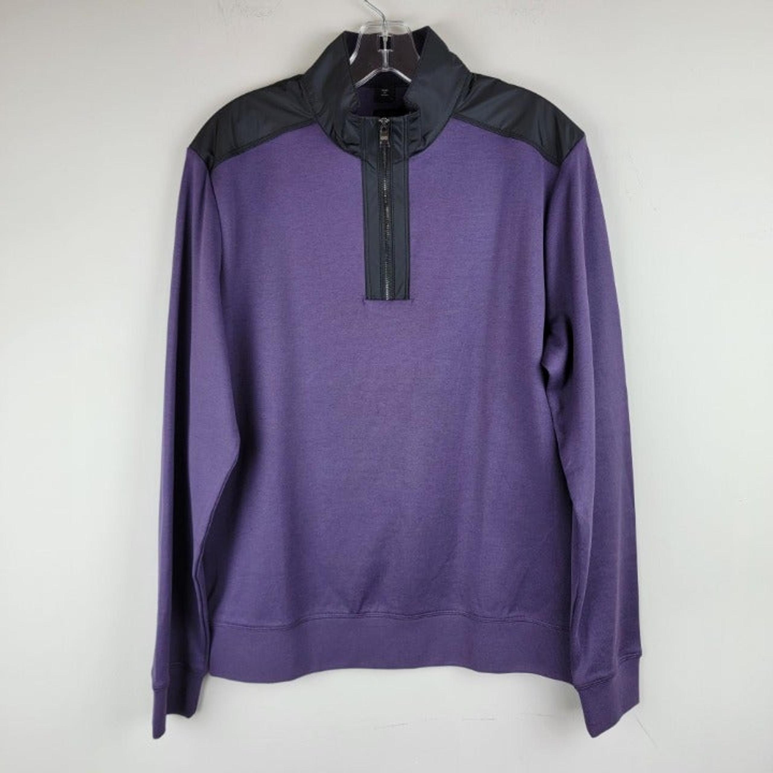 Hugo Boss Sidney Purple Black Quarter Zip Long Sleeves Pullover Sweatshirt M
