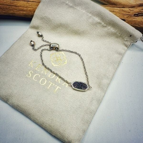 Kendra Scott Elaina Druzy Silver Adjustable Chain Bracelet