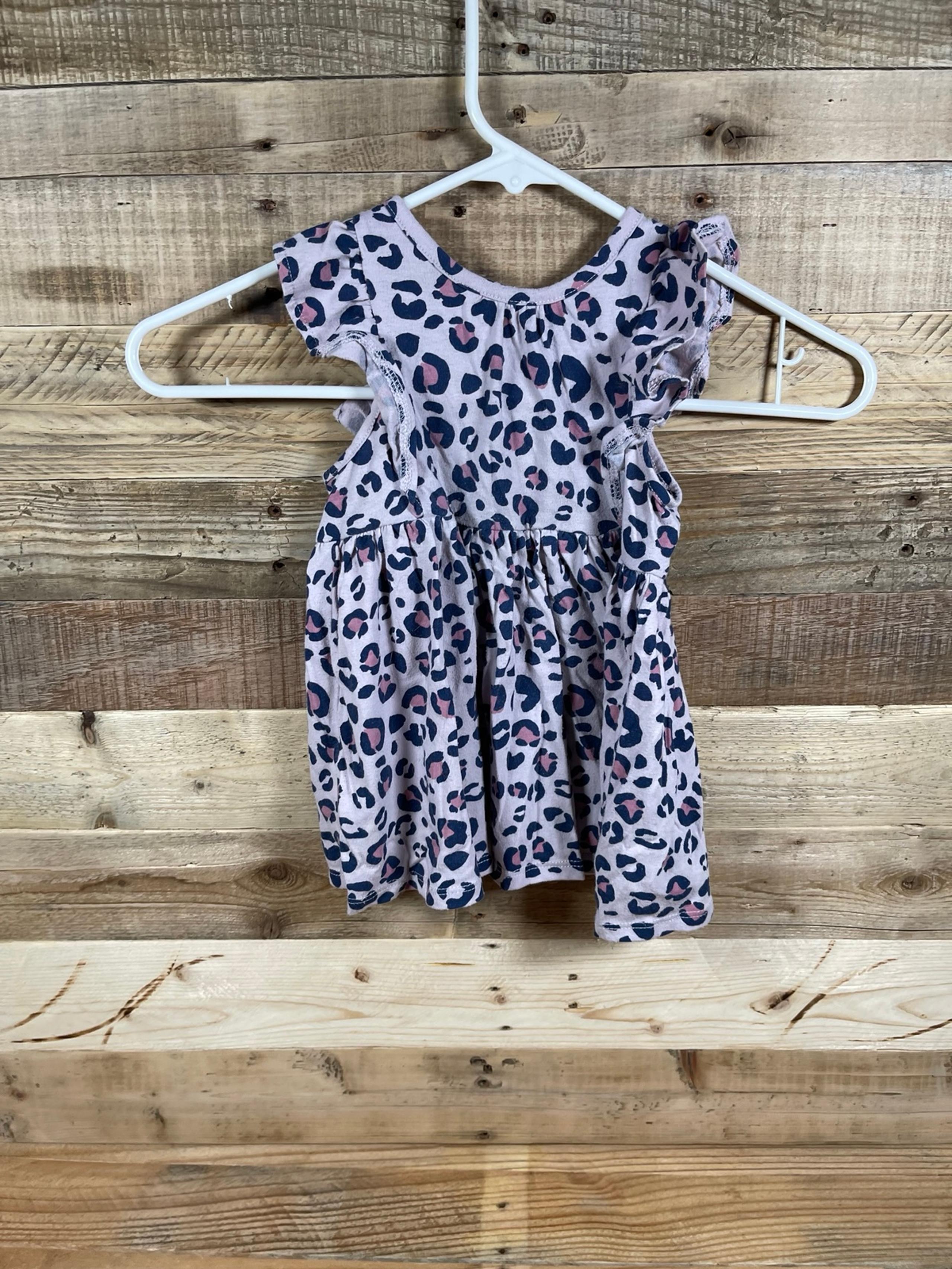 Cat & Jack Pink Leopard Spotted Print Girls (3T) Tank Top Ruffle Sleeve Dress