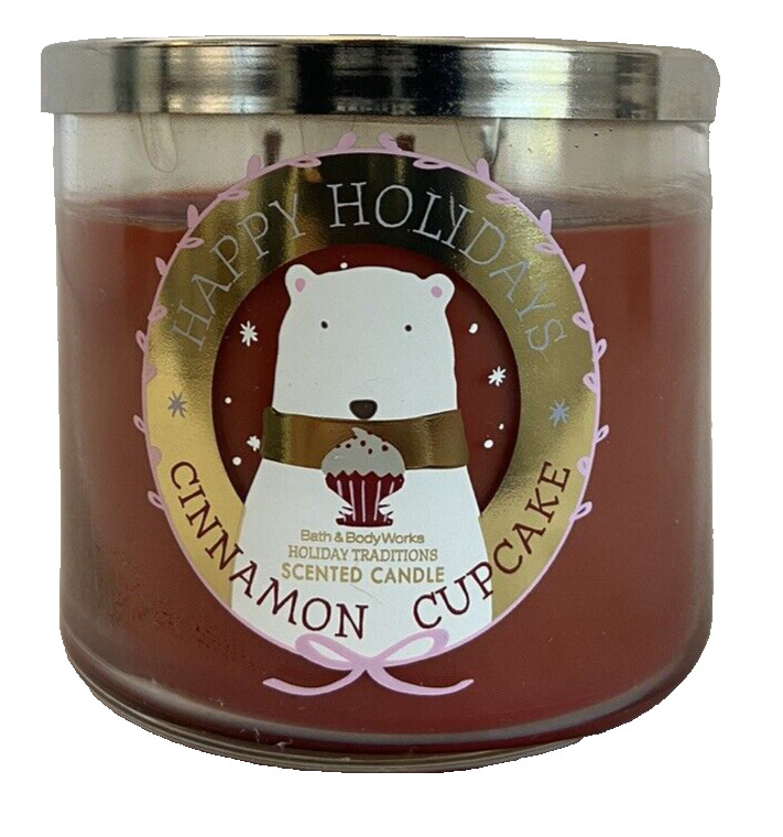 Bath & Body Works Candle CINNAMON CUPCAKE Scented 3-wick Jar Holiday Traditions
