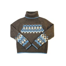 Vintage J. Crew Womens Medium Fair Isle Print Chunky Wool Turtleneck Sweater