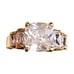 Vintage 18K GE Huge Sparkle Emerald 5 Stone CZ Engagement Statement Ring Size 6