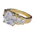 Vintage 18K GE Huge Sparkle Emerald 5 Stone CZ Engagement Statement Ring Size 6