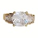 Vintage 18K GE Huge Sparkle Emerald 5 Stone CZ Engagement Statement Ring Size 6