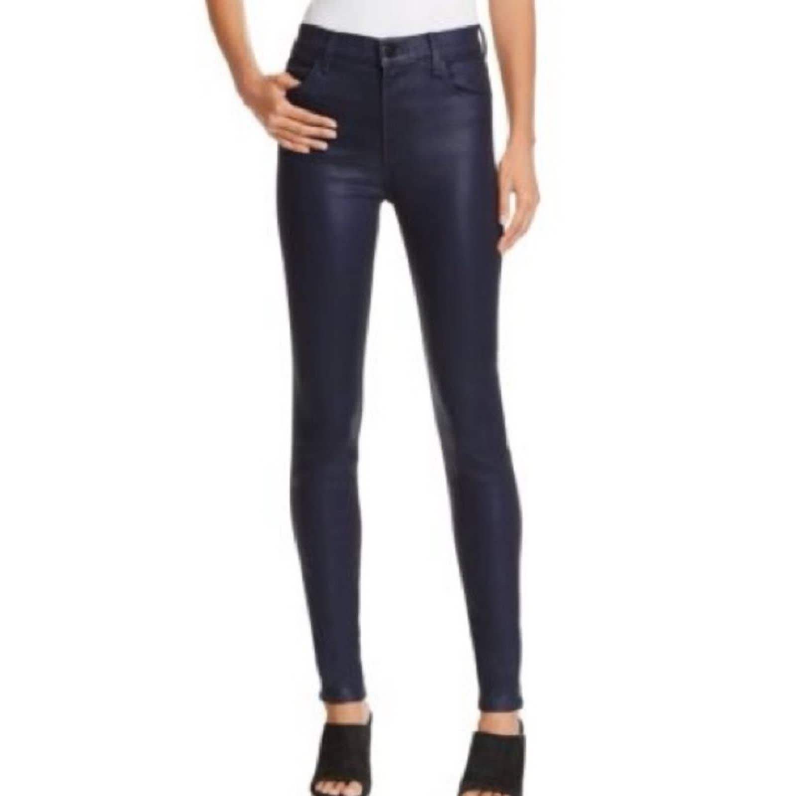 New J Brand Maria High Rise Waisted Coated Skinny Super Stretchy Jeans Size 25