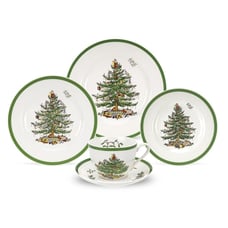Spode Christmas Tree 5 Piece Setting NWOB Dinnerware Made in England