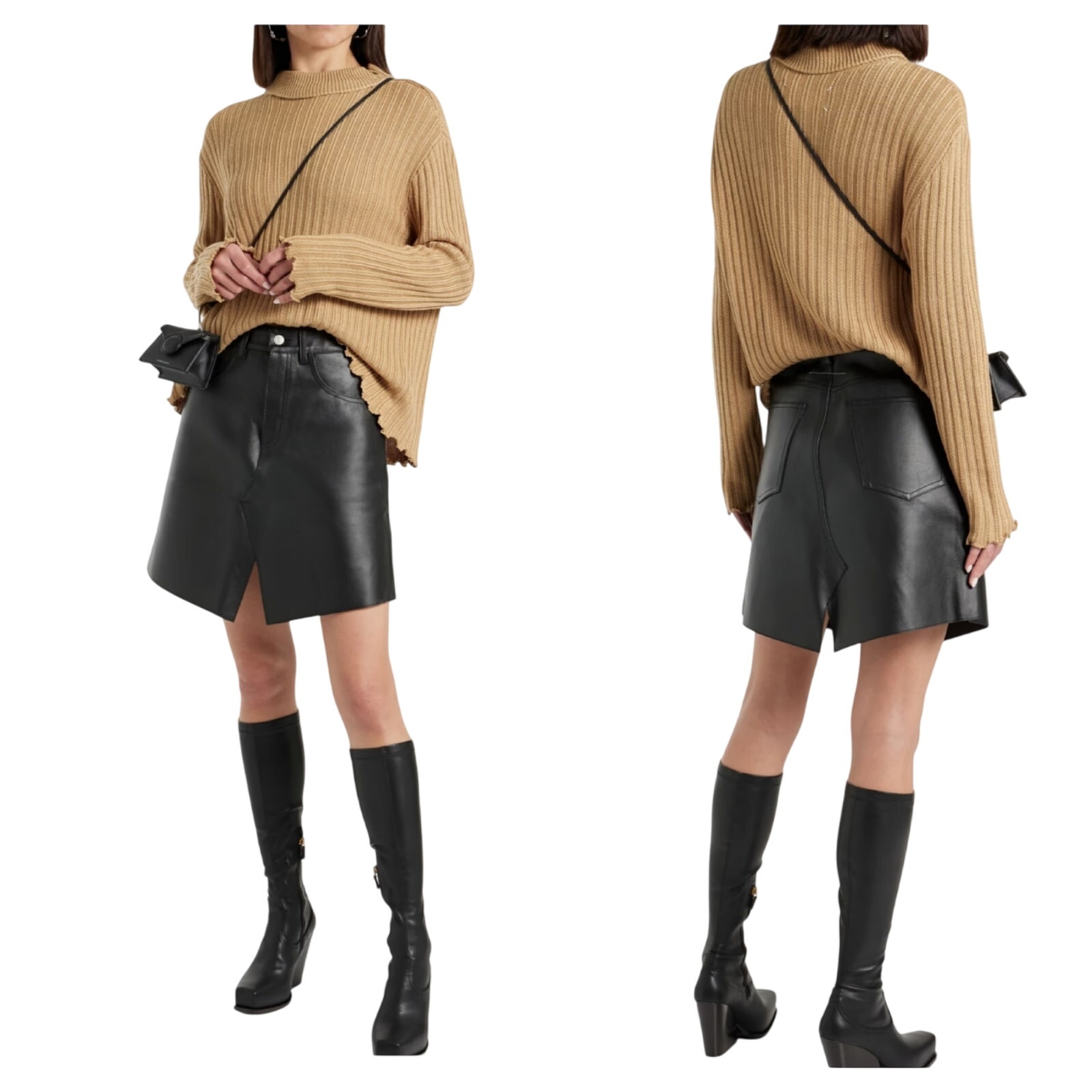 MM6 MAISON MARGIELA LEATHER MINI SKIRT, SIZE 44, NWOT