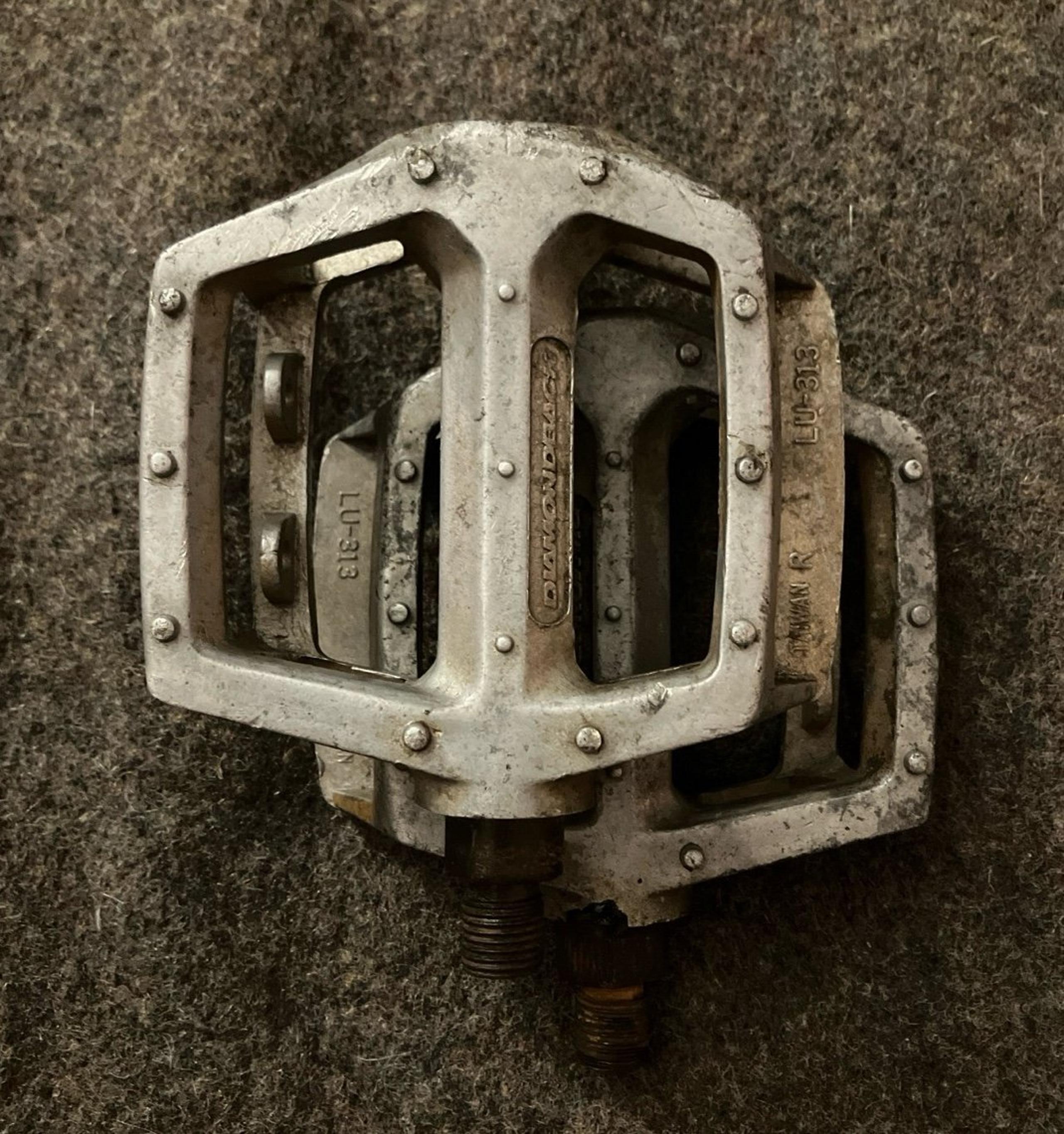 Diamondback Pedals 1/2 in Old School BMX LU-313 Silver OG 1990s