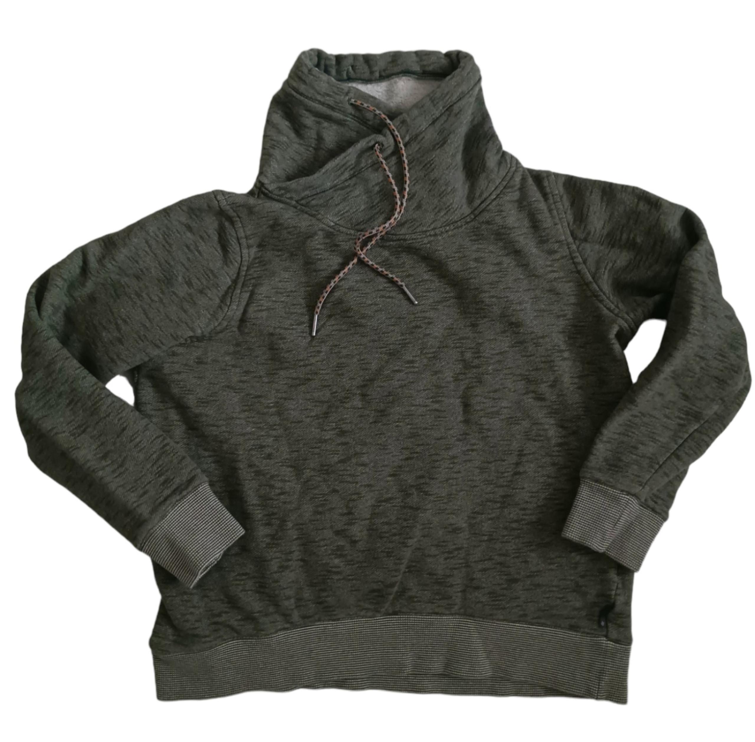 Columbia Women's Medium Pullover Mock Neck Drawstring Green Sweater Cotton