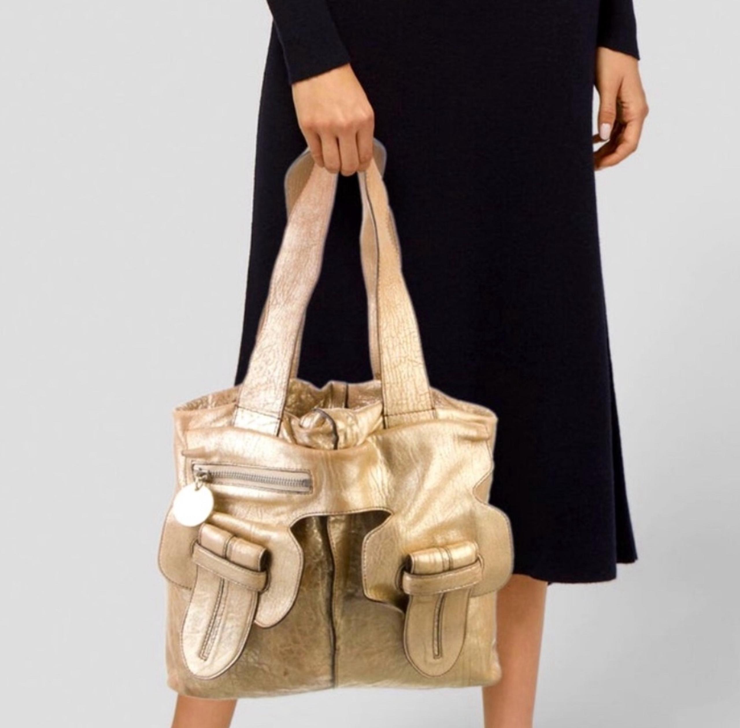 Chloé metallic gold large 90’s/y2k leather hobo shoulder bag $1,698