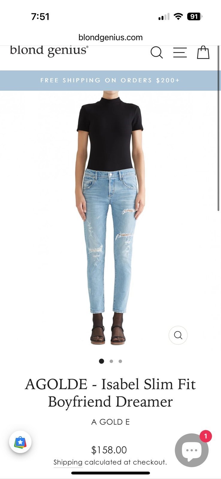 Agolde Isabel slim Boyfriend Distressed mid rise stretch Jeans 28