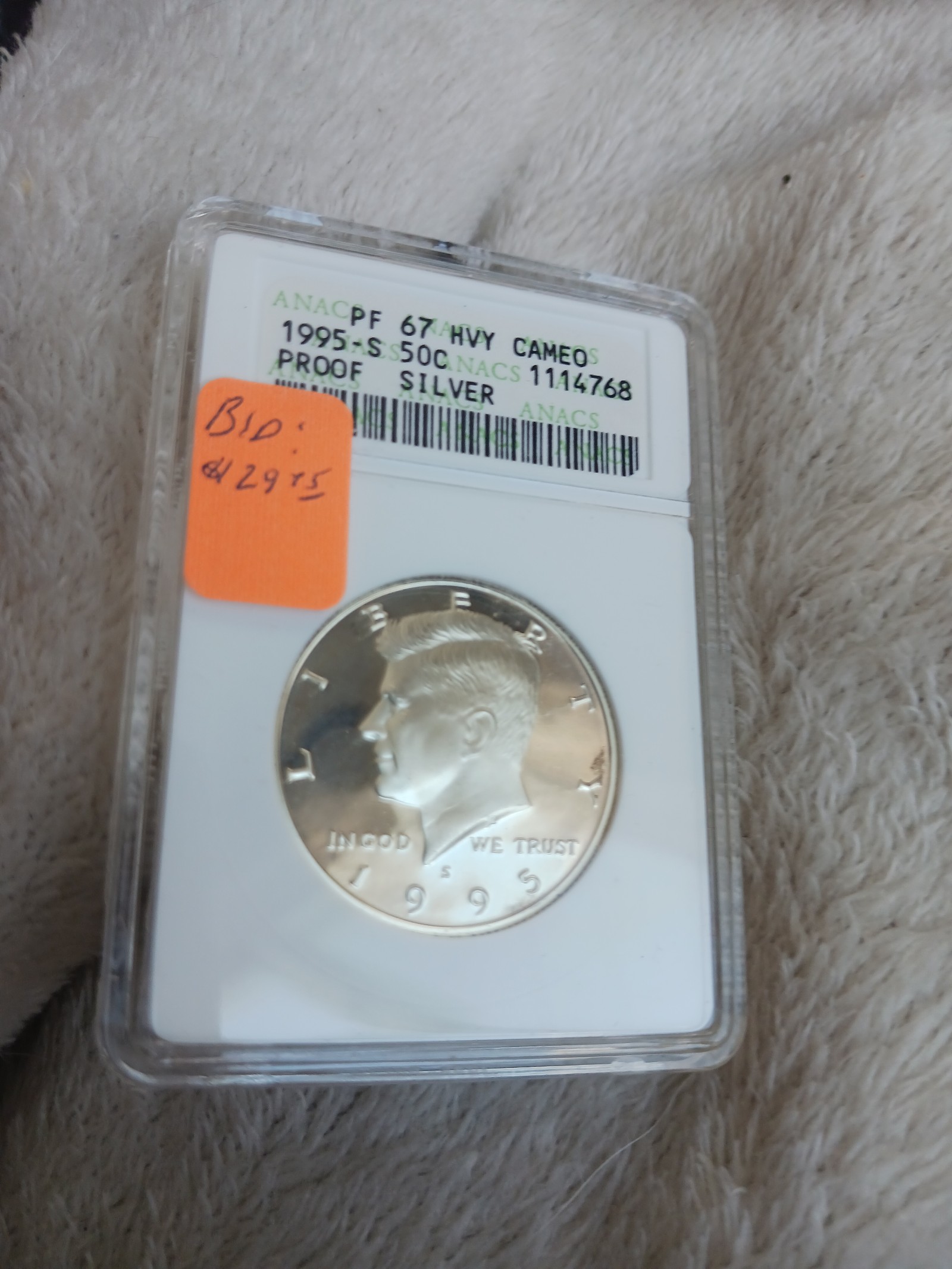 1995 kennedy coin proof in graded case