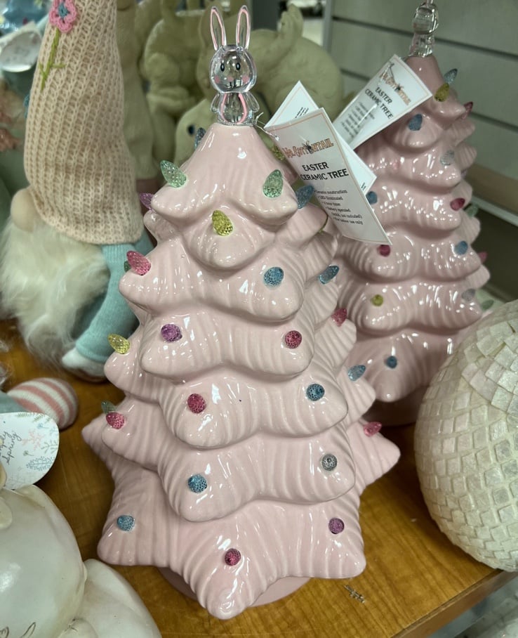 Pink light up easter bunny tree