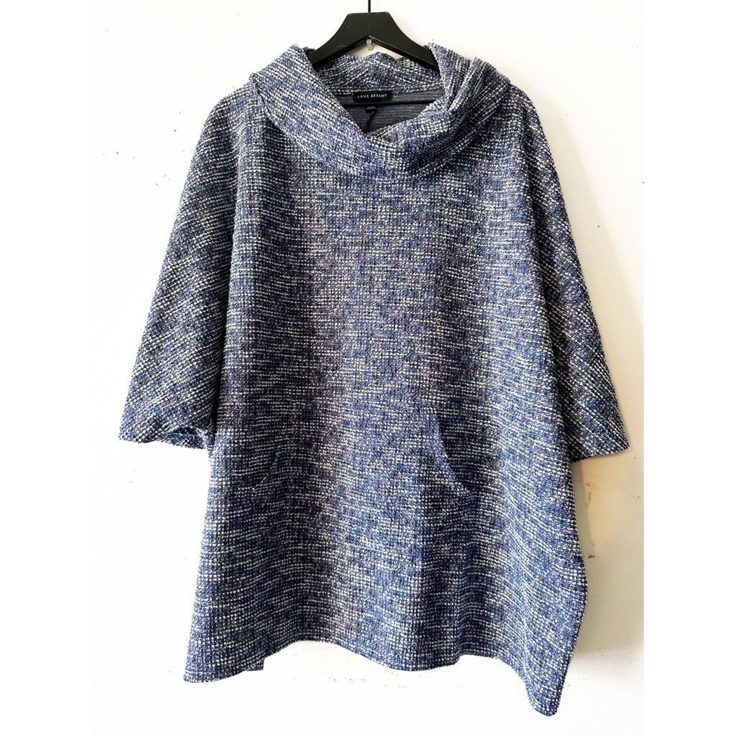 Lane Bryant Cowl Neck Poncho Women's Plus Size 18/20, Blue Multi