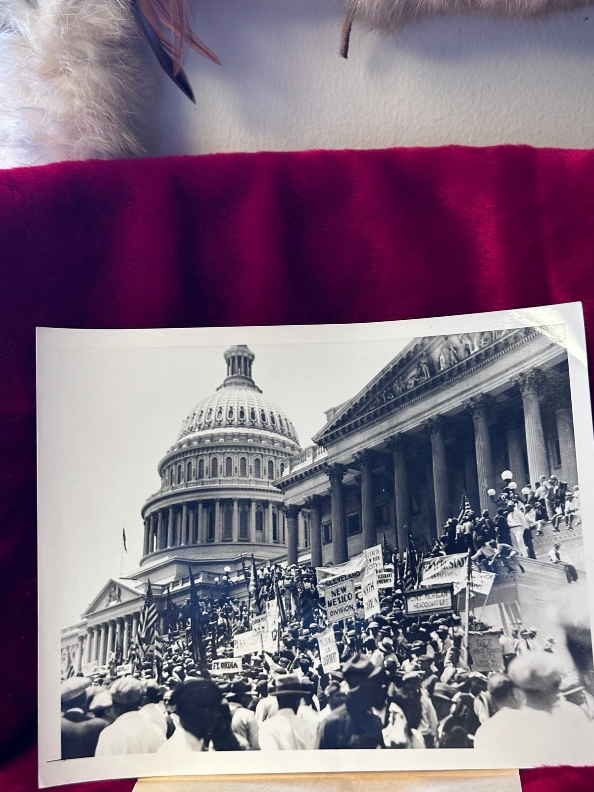 Antique original press photograph Army Veterans Protest in the capital by wide w